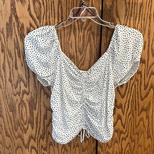 H&M TOP BLACK WHITE POLKA DOT SIZE MEDIUM